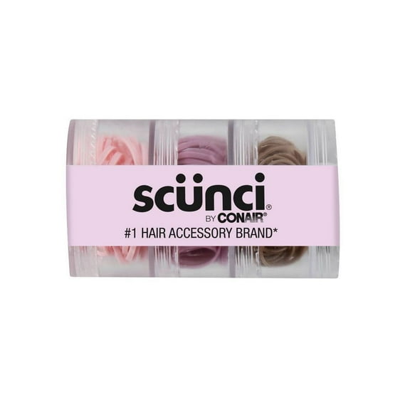 Scunci Polybands Elastic Hair Ties, Pink/Mauve/Brown, 180-Pieces with Jar