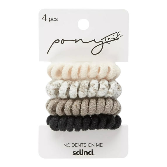 Scunci Ponytail Fabric Hair Spirals, Assorted Colors, 4-Pieces