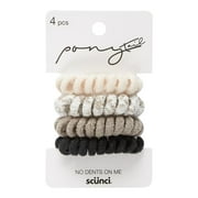 Scunci Ponytail Fabric Hair Spirals, Assorted Colors, 4-Pieces