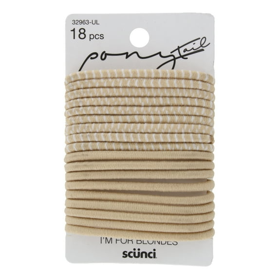 Scunci Ponytail "I'm For Blondes" Hair Elastics, Blonde, 18-Pieces