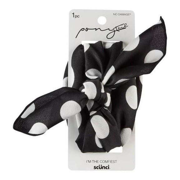 Scunci Ponytail White Polka Dot Headscarf, 1-Piece