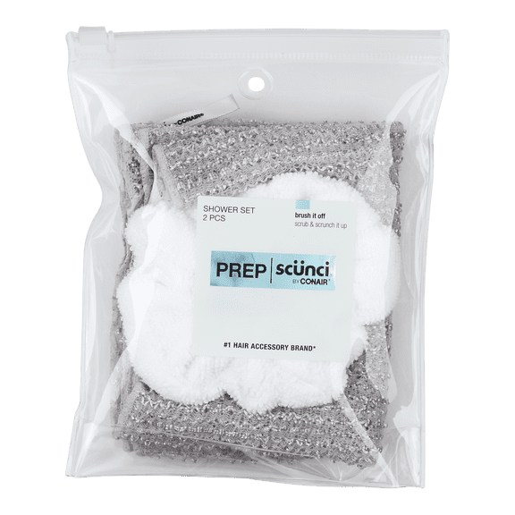 Scunci Prep Towel Scrunchie & Body Scrubber, 2-Piece Set