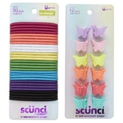 Scunci Rainbow Mini Butterfly Claw Clips & Ponytail Holder Set, 12 Ct & 30 Ct