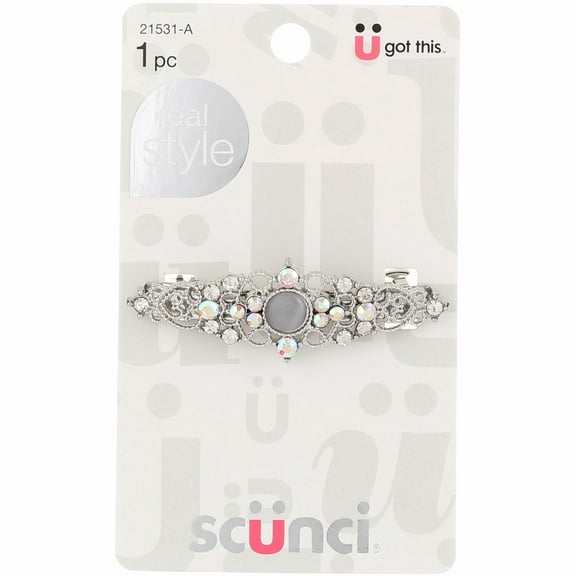 Scunci Real Style Fashion Barrette, Studded, 21531-A