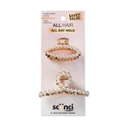 Scunci Faux Pearl and Gold-Tone Accent Claw Clips, Blonde, 2 Count