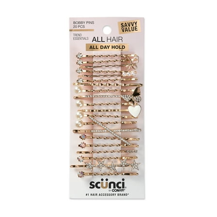 Scunci Value Pack Bobby Pins, Gold, 20 Count