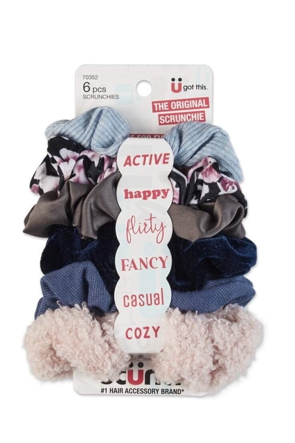 Scrunchies 6 Pack Assorted Types