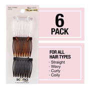 Scunci Small Plastic Side Hair Combs, Black, Clear, and Tortoise Shell,6 Ct
