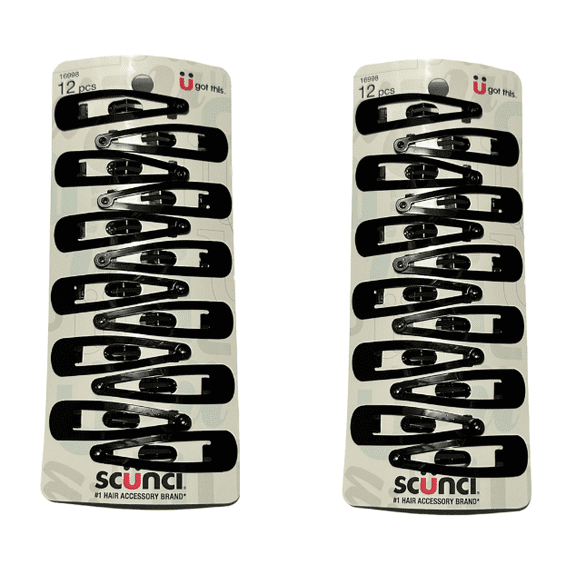 Scunci Snap Clips Hair Barrettes, 12 Ct (2 pack)