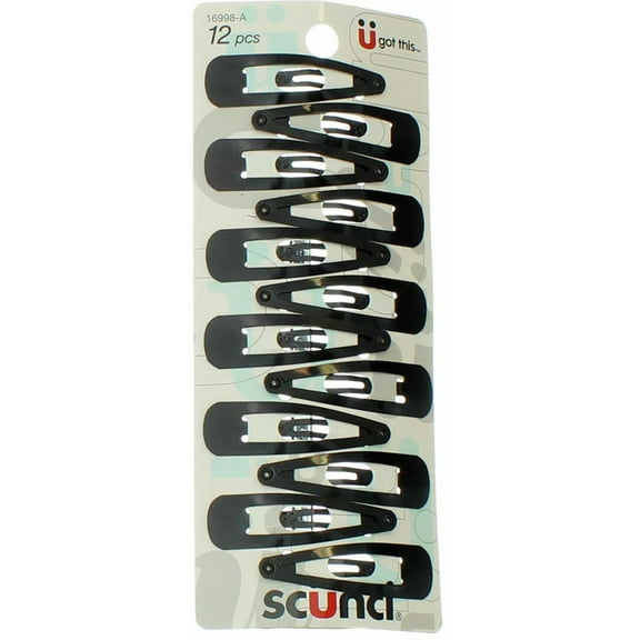 Scunci Snap Clips Hair Barrettes, 12 Ct (3 pack)