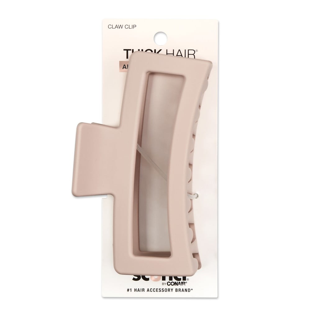 CONAIR Scunci Soft Touch Open Cut Rectangle Claw Clip, Blush Beige, 1 Count