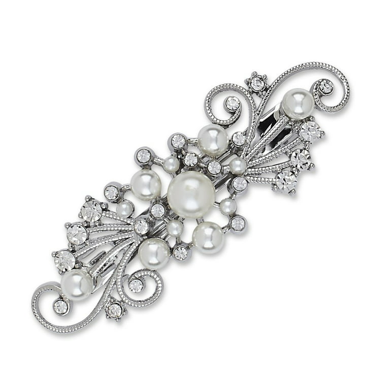 Diamond Pearl Hair Claw Clip - Gray pearl hair clip
