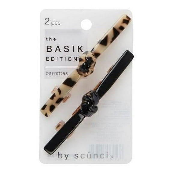 Scunci The Basik Edition Knotted Barrettes, Assorted Designs, 2-Piece