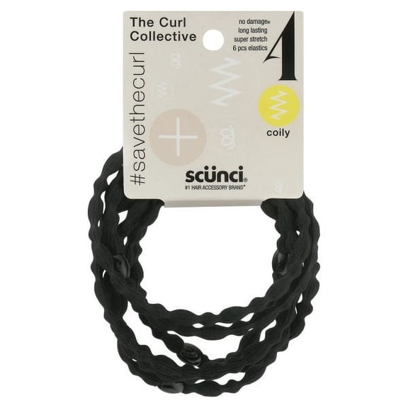 Scunci The Curl Collective Hair Elastics, Coily, 6 Ct