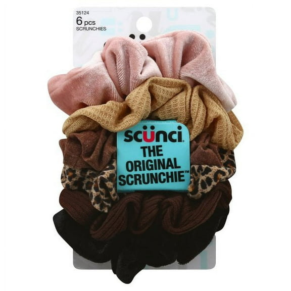 Scunci The Original Scrunchie in Neutral Solids & Animal Print - 6.0 ea