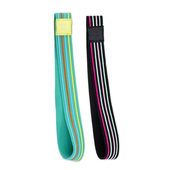 Scunci Thick Nylon Sport No-Slip Grip Headwraps for Yoga, CrossFit, and Athletics of All Kinds in Set of Black/Multi and Neon Mint/Multi, 2ct