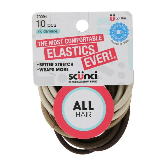 Scunci U Got This No-Damage All Hair Elastics, Assorted Colors, 10-Pieces