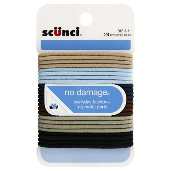 Scunci U Got This No Damage Gentle Hold Hair Elastics, Assorted Colors, 24-Pieces