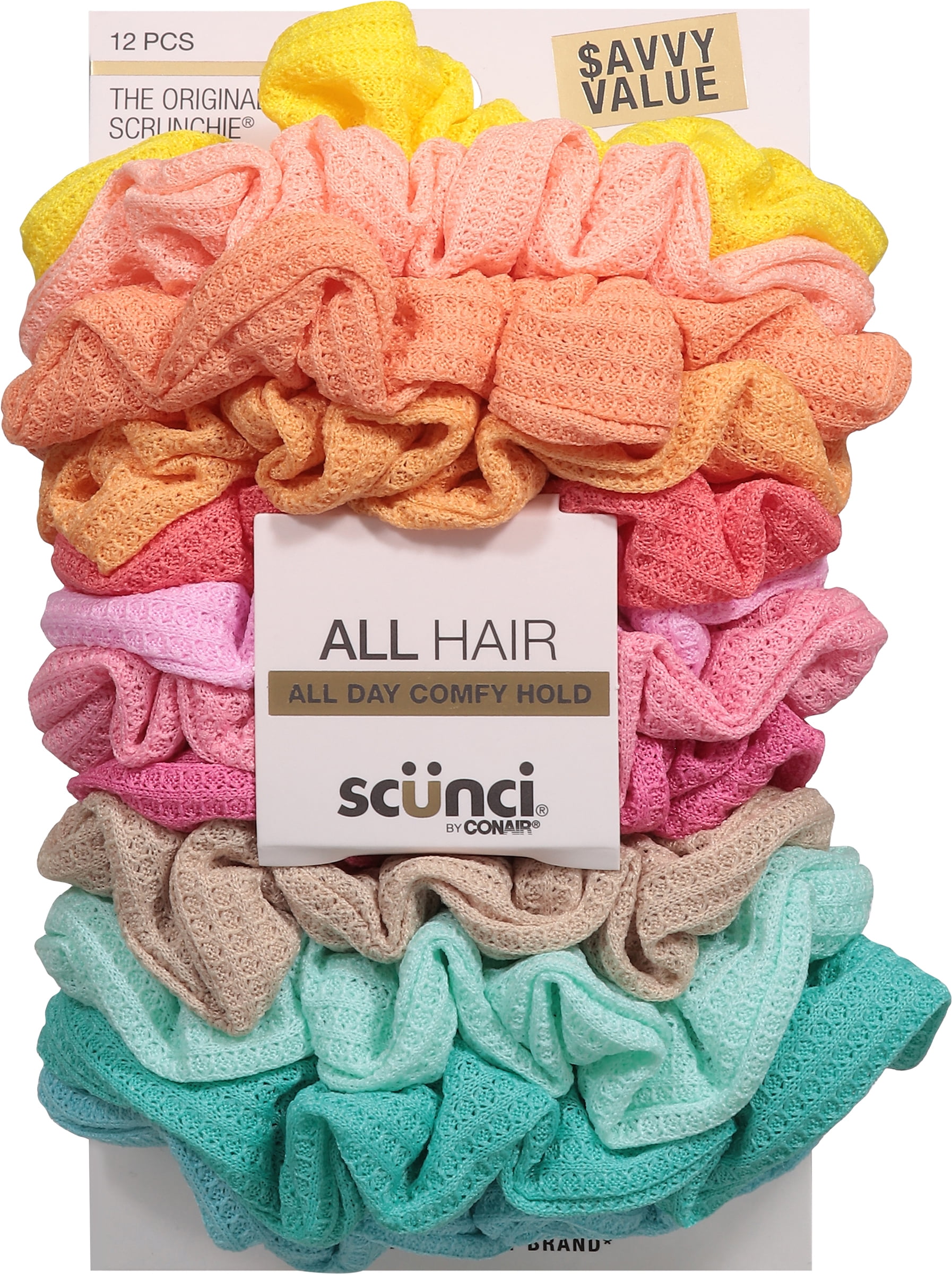 Scunci Value Pack Scrunchie Hair Ties, Multicolor, 12 Count