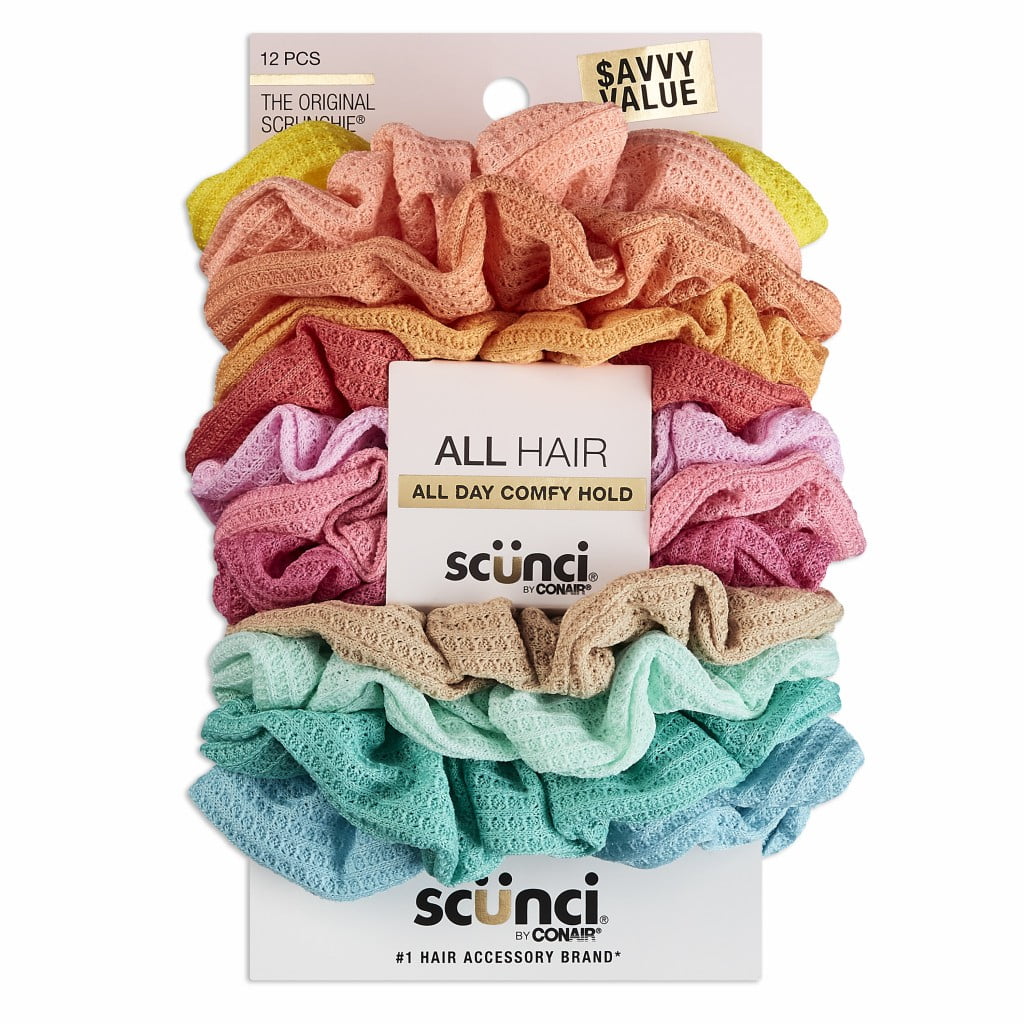 Scunci Value-Pack Scrunchie Hair Ties in Soft Thermals and Knits ...