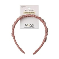 Scunci Velvet Wrapped Fashion Headband with Gemstone Embellishments, Blush Pink