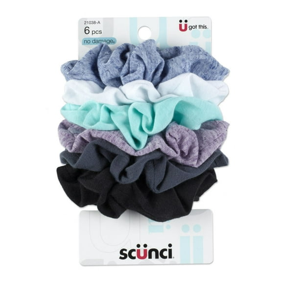 Scunci Washable Scrunchie Hair Ties, Assorted Colors, 6 Ct