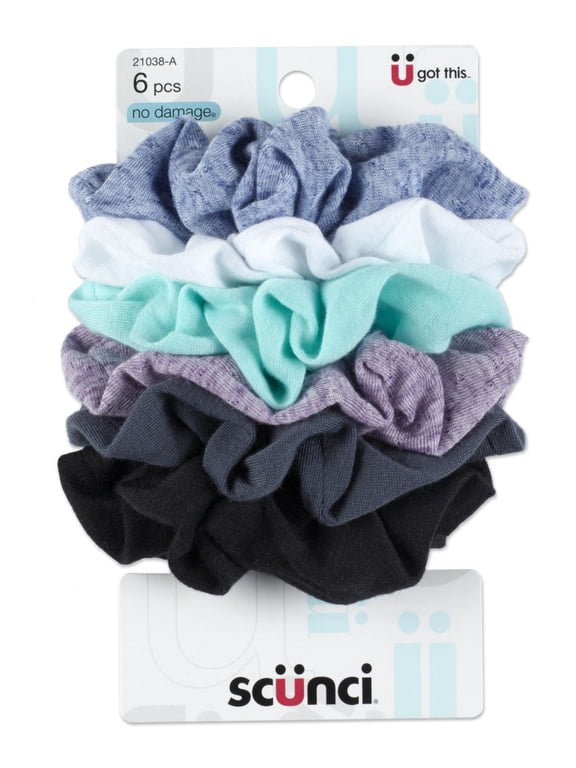 Washable Scrunchie Hair Ties, Assorted Colors, 6 Ct