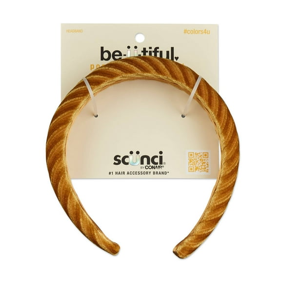 Scunci be-u-tiful Striped Padded Headband, Yellow, 1-Count