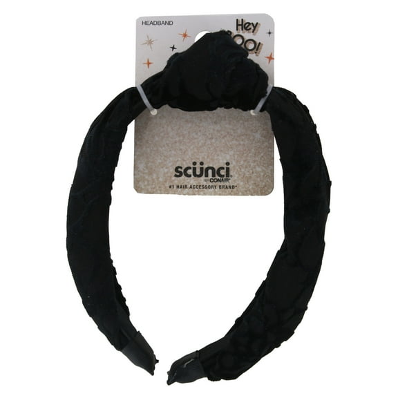 Scunci by Conair Hey Boo! Halloween Knotted Headband with Black Lace Overlay, 1-Count
