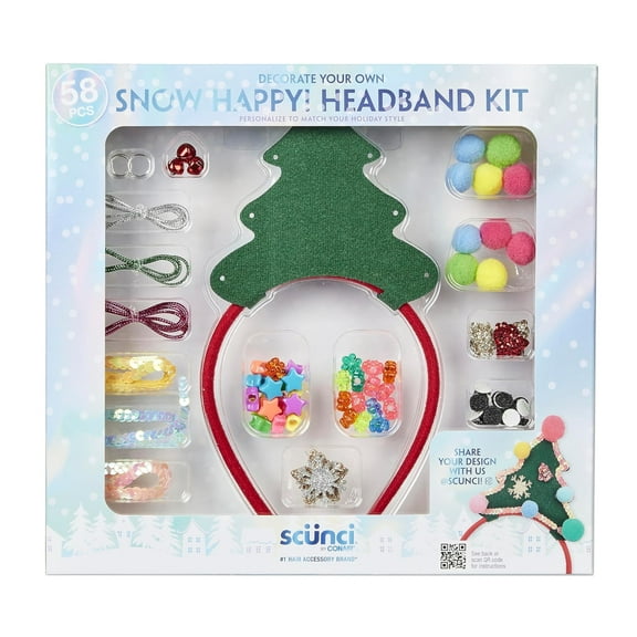 Scunci by Conair Holiday DIY Christmas Headband Kit, Decorate Your Own Holiday Headband, Perfect for Families, Kids and Parties