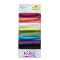 Scunci No Damage Elastic Ponytail Hair Ties, Multicolor, 30 Count
