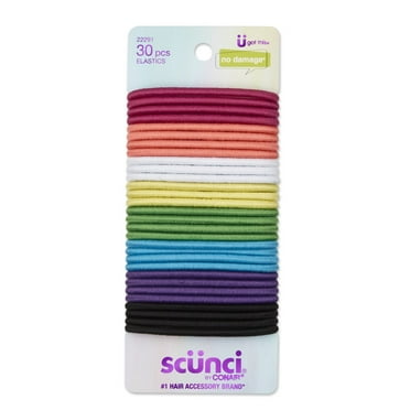 Scunci No Damage Elastic Ponytail Hair Ties, Multicolor, 30 Count