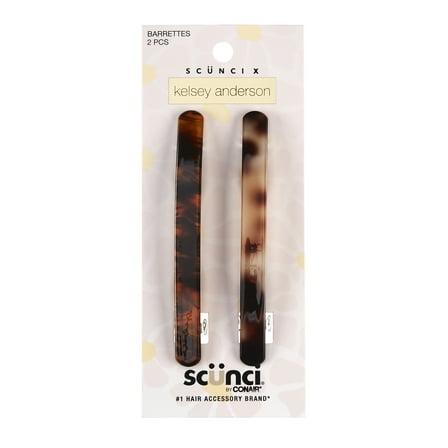 Scunci x Kelsey Anderson Classic Tortoiseshell Print Barrettes, Multicolor, 2 count