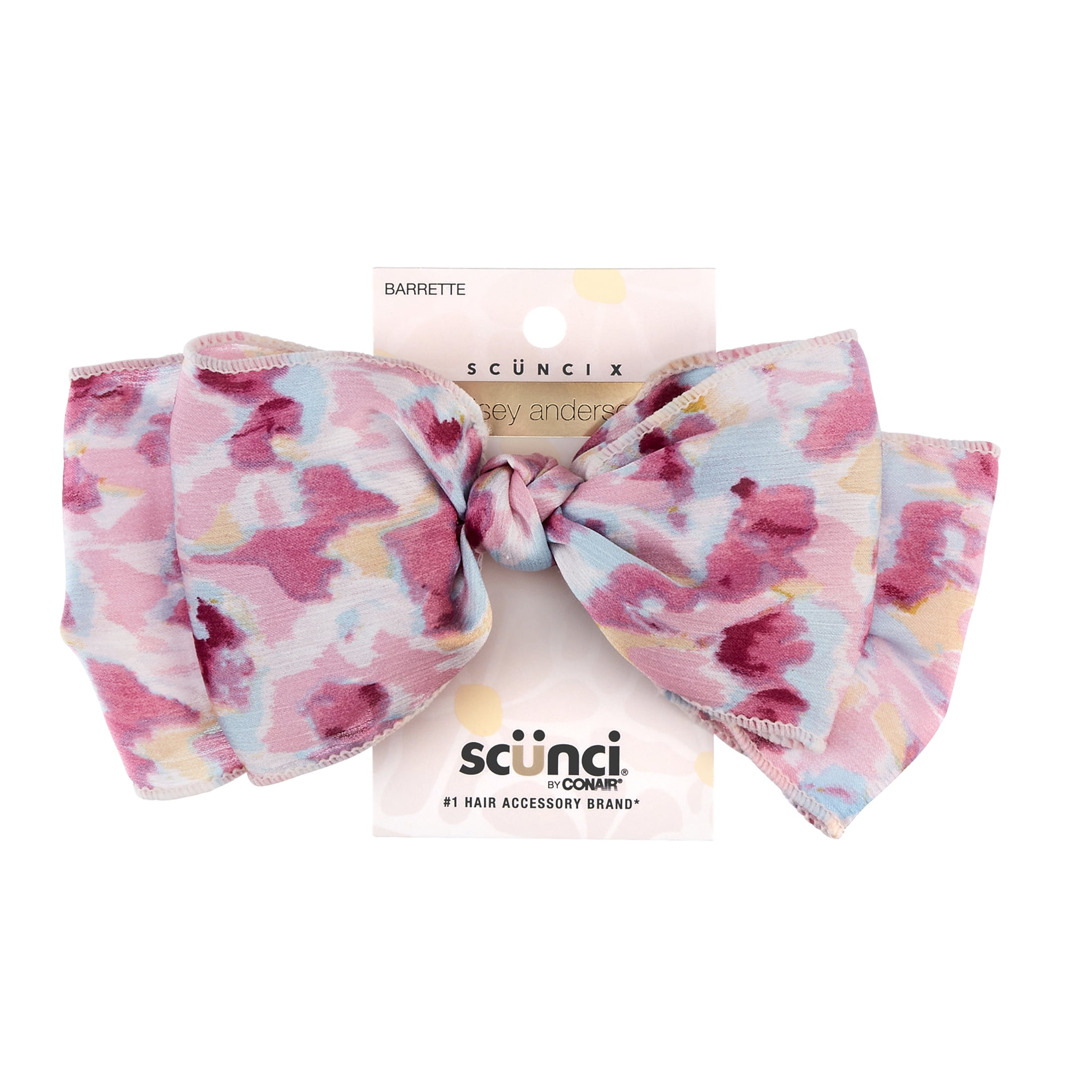 Scunci x Kelsey Anderson Fabric Bow Barrette, Multicolor, 1 count