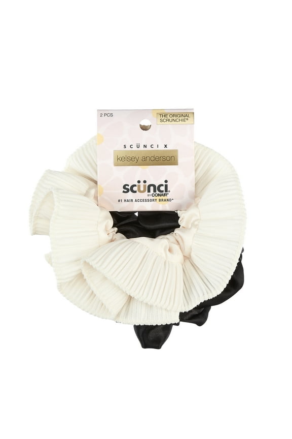 x Kelsey Anderson Pleated Ruffle Scrunchie, Multicolor, 2 count