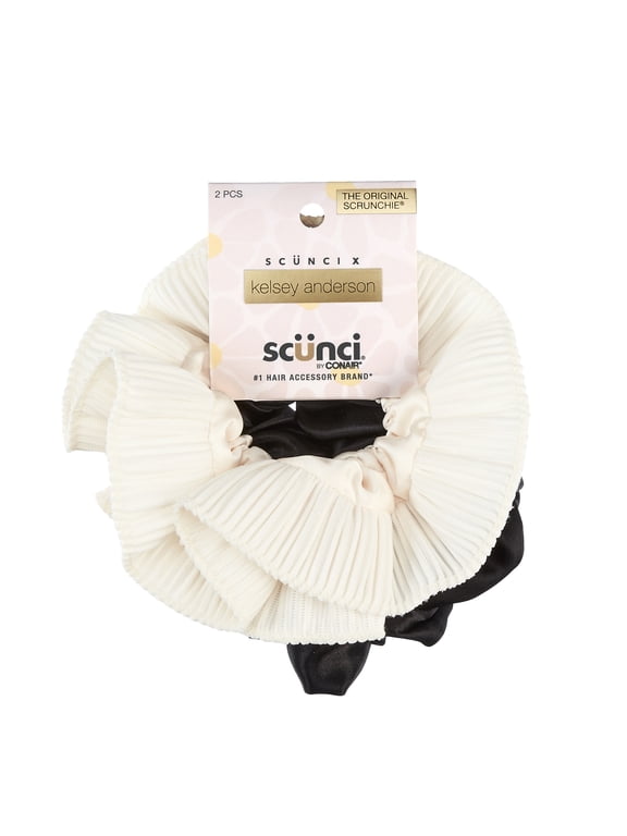 x Kelsey Anderson Pleated Ruffle Scrunchie, Multicolor, 2 count