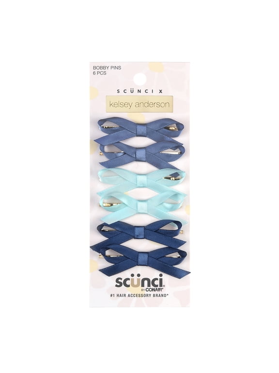 x Kelsey Anderson Satin Bow Bobby Pins, Multicolor, 6 count