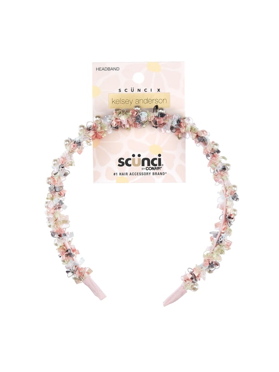 x Kelsey Anderson Textured Fabric and Faux Pearl Headband, Multicolor, 1 count