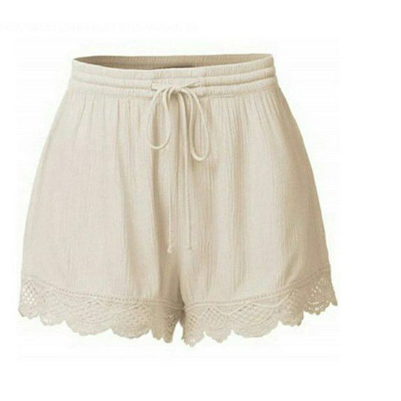 Scvgkk Women's Hollow Out Elastic Waist Shorts