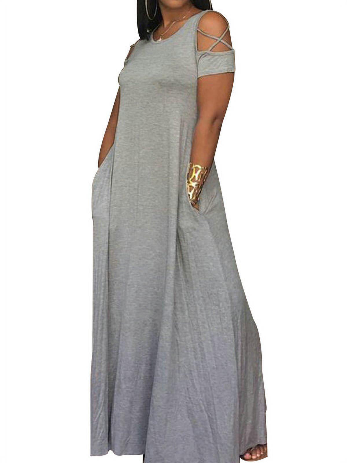 Scvgkk Women's Plus Size Cold Shoulder Solid Color Maxi Dress - Walmart.com