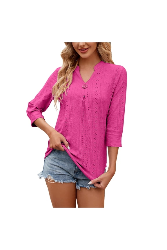 Womens Short Sleeve Shirts Ladies Blouses Dressy Casual Shirt Short Sleeve Tops Women's Shirts Casual Comfy Clothes Womens Summer Fashion Loose