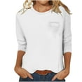 thumbnail image 1 of Scyoekwg 3/4 Sleeve Shirts for Women Trendy Crewneck Three-quarter Sleeve Tops Casual Solid Color Loose Blouses Summer Ladies Tops Blouses (White,XXXL), 1 of 4