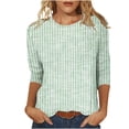 thumbnail image 1 of Scyoekwg 3/4 Sleeve Shirts for Women Loose Workout Shirts Dressy Casual Blouses Stripe Print Graphic Tees Comfy Crew Neck Trendy Blouses (Green,XXL), 1 of 4