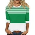 thumbnail image 1 of Scyoekwg 3/4 Sleeve Tunic Tops for Women Round Neck Three-Quarter Sleeve Tshirt Dressy Casual Blouse Tops for Women Trendy Lightweight Tshirt Loose Color Block Blouses (Green,S), 1 of 5