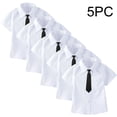 thumbnail image 1 of Scyoekwg 5 Pack Boys Short Sleeve Dress Shirt Summer Fashion Button Lapel School Uniform Shirts with Neck Ties (Black,8 Years), 1 of 7