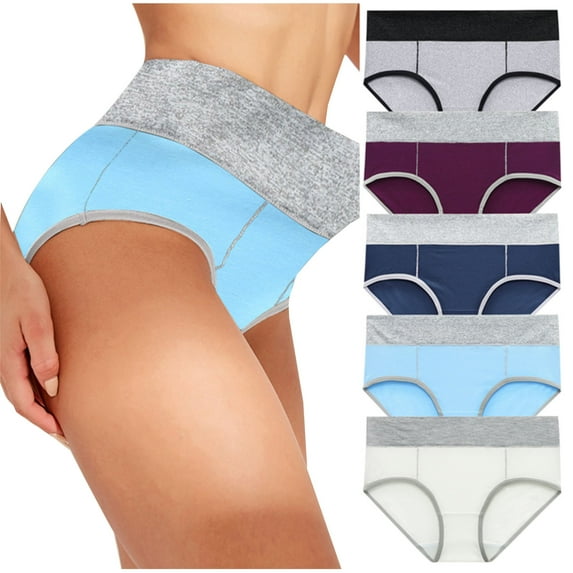 Scyoekwg 5 Pack Comfort Women Cotton Underwear Soft Breathable Panties Mid Waisted Stretchy Briefs Ladies Briefs Multipack Multicolor XXXXL