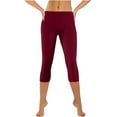 thumbnail image 1 of Scyoekwg Athletic Capris for Women High Waist Skinny Yoga Running Fitness Capris Pants Loose Trendy Comfy Solid Color Ladies Capris Casual Summer Pants (Wine,XXL), 1 of 7