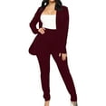 thumbnail image 1 of Scyoekwg Athletic Sets for Women Fashion Fall Outfits Solid Color Crewneck Long Sleeve Coats Suits Loose Casual Set (Wine,L), 1 of 7