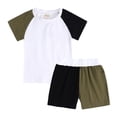 thumbnail image 1 of Scyoekwg Baby Boy Clothes Infant Toddler Baby Girl Clothes Casual Round Neck Short Sleeve Tshirt Color Block Patchwork Shorts Outfits Set (Green,9-12 Months), 1 of 4