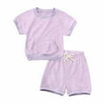 thumbnail image 1 of Scyoekwg Baby Clothes Toddler Infants Baby Boys Set Outfits Solid Color Casual Round Neck Short Sleeve T Shirts and Shorts 2pc Sets Purple9-12 Months, 1 of 7